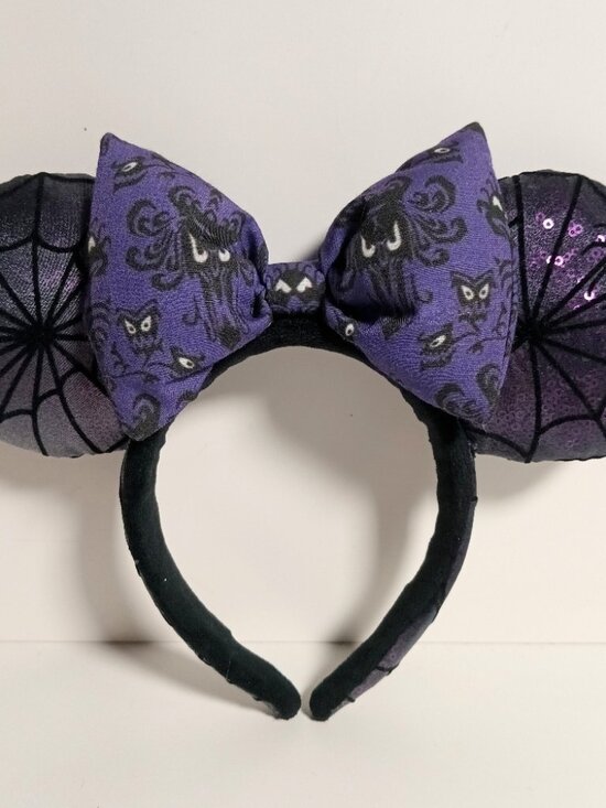 Custom Made Sequin Spiderweb Haunted Mansion Disney Minnie Mouse Ears